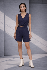 Mizu Navy Cropped Jacket Set