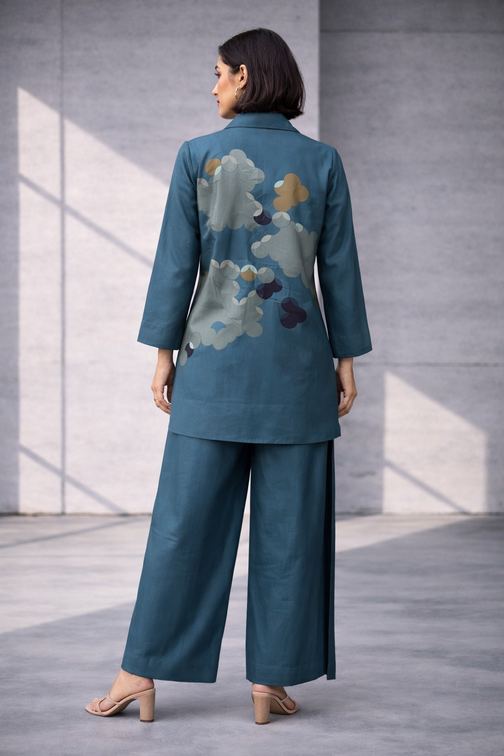 Mizu Teal Mid-Length Jacket Set