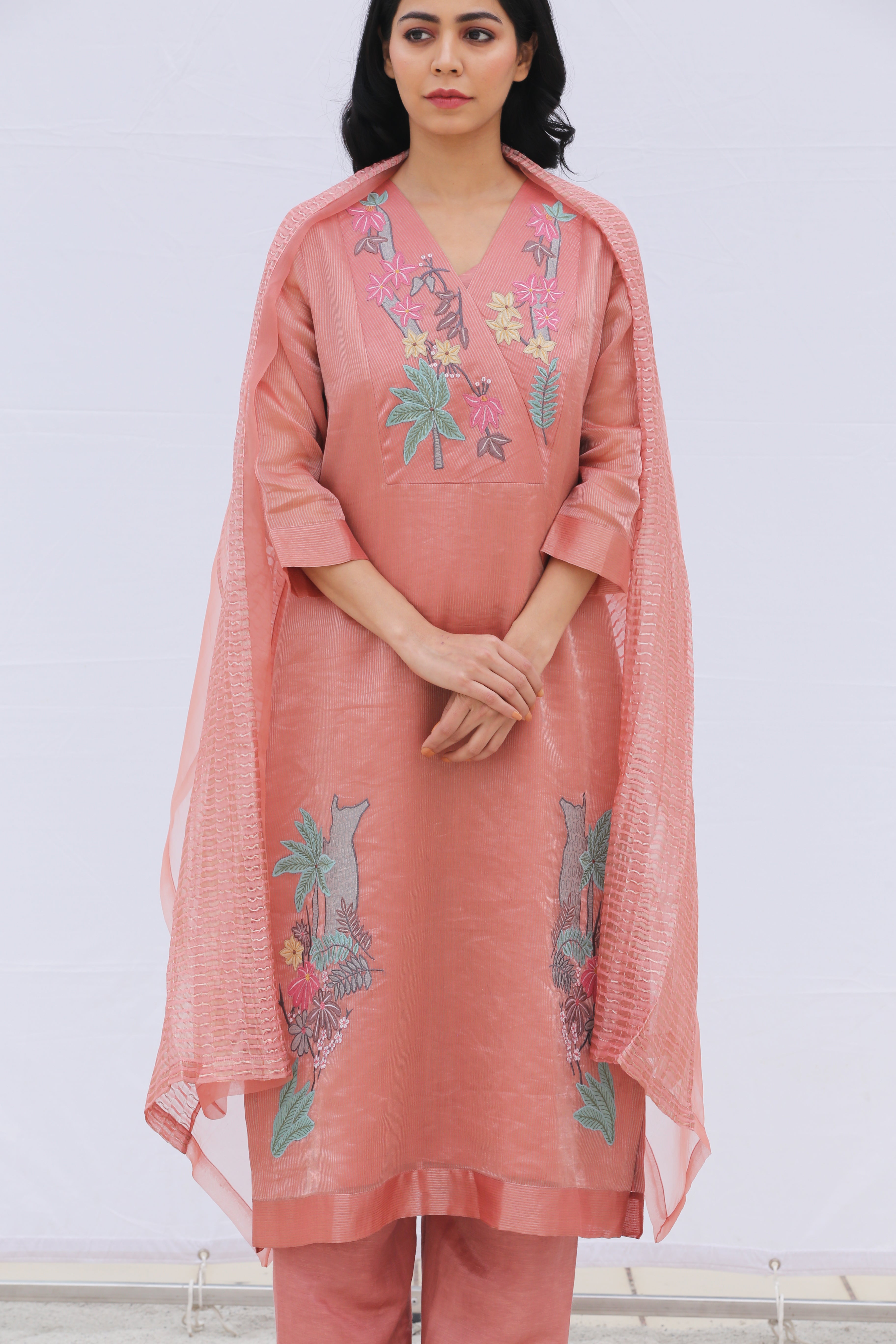 Dawn Yoke Suit Set Dusty Pink