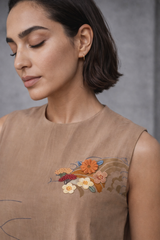 Mizu Beige Cut Sleeves Kurta Set