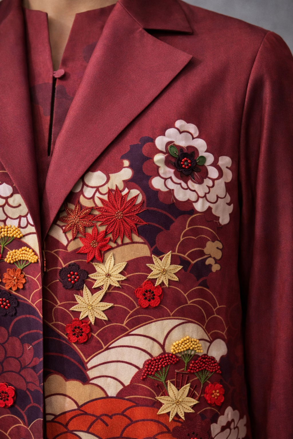 Mizu Maroon Long Jacket Set