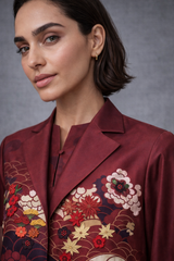 Mizu Maroon Long Jacket Set