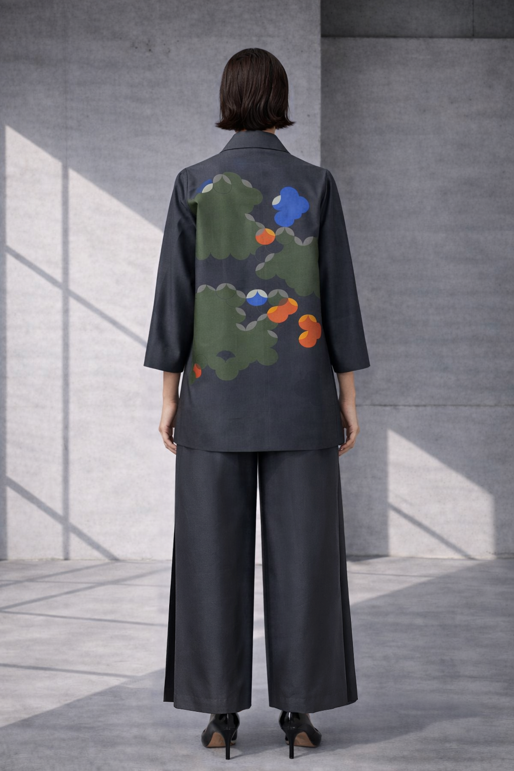 Mizu Charcoal Grey Mid-Length Jacket Set