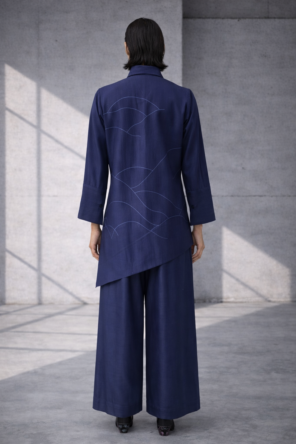 Mizu Navy Asymmetrical Co-ord Set