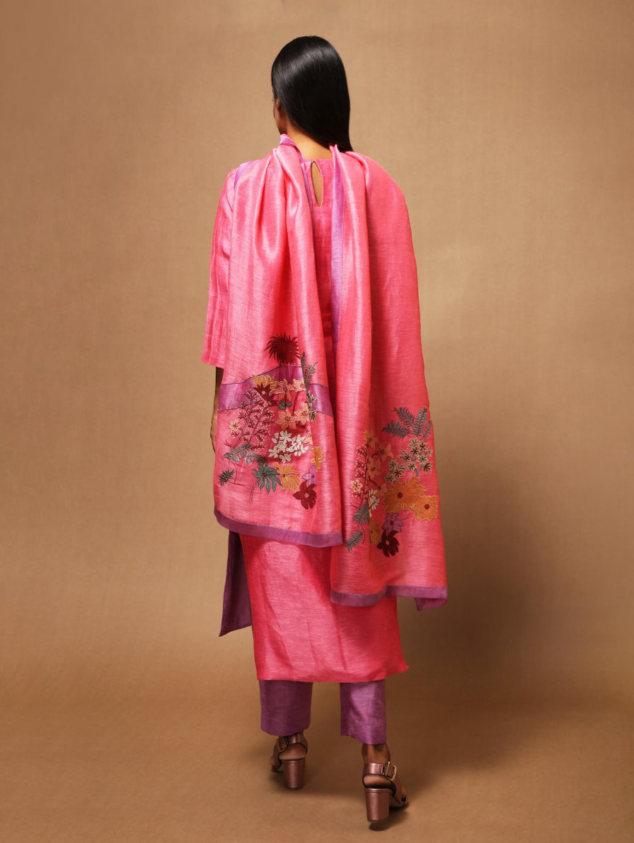 Floris Ombre Kurta Set  with Dupatta Pink Purple