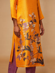 Floris Kurta Set with Dupatta Yellow Purple