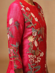 Floris Two Tone Kurta Set Red Fuchsia