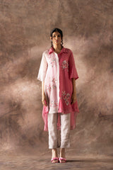 Tresor Kurta Set Slate Grey & Rose Pink