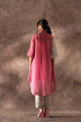 Tresor Kurta Set Slate Grey & Rose Pink