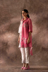 Tresor Kurta Set Slate Grey & Rose Pink